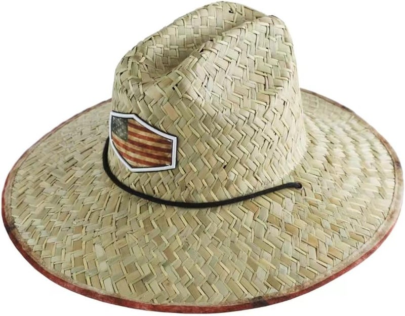 TUREVIEW Store Men's and Wowen's Lifeguard Straw Hat Wide Brim Beach Hat Sun Protection Outdoor Hat for Fishing Hiking - Image 1